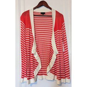 NEW B Collection Bobeau Small Striped Open Front Pink White Cardigan Stitch Fix